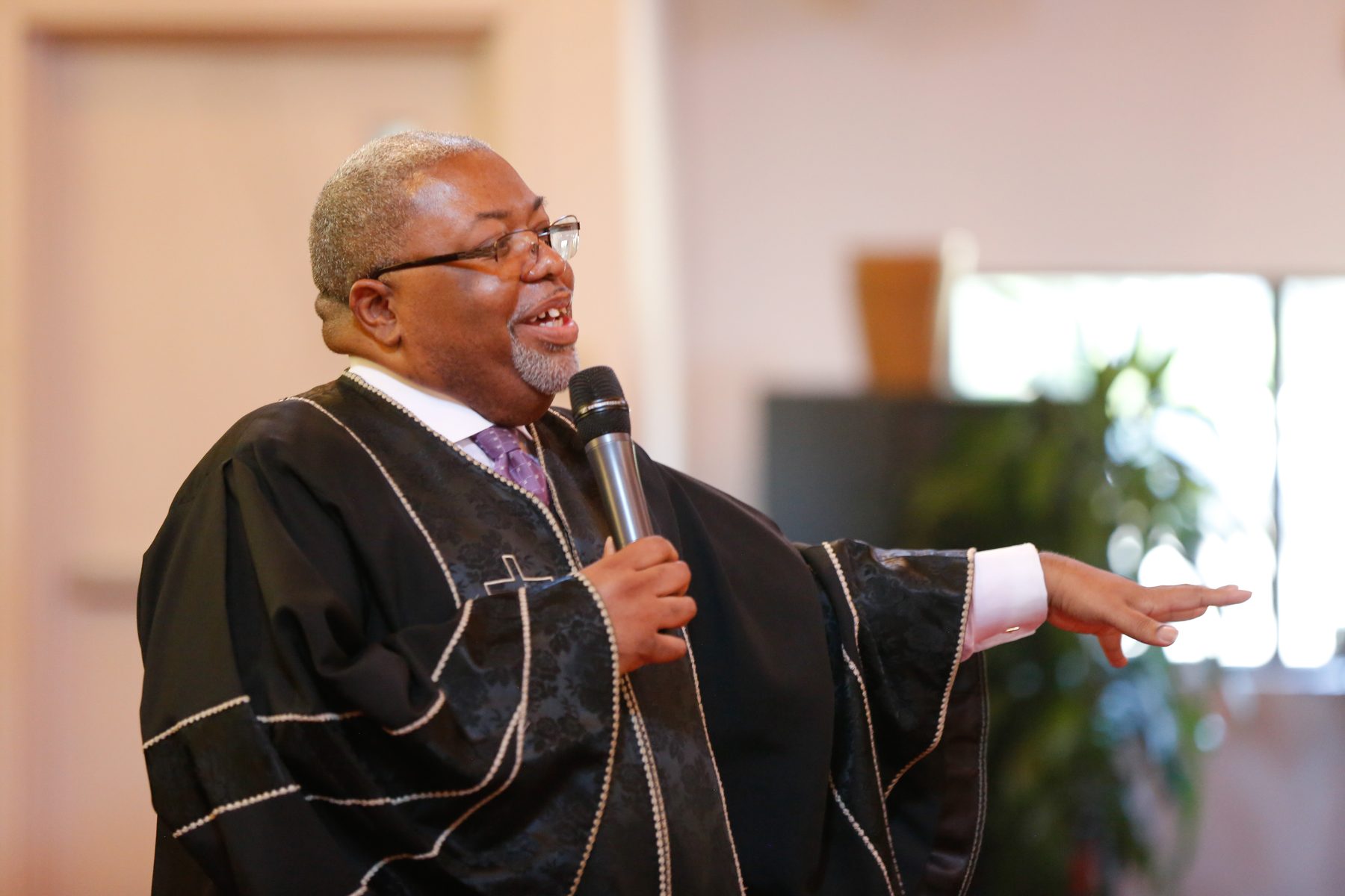 Rev. Melvin E. Wilson preaching at Saint Matthew AME Church